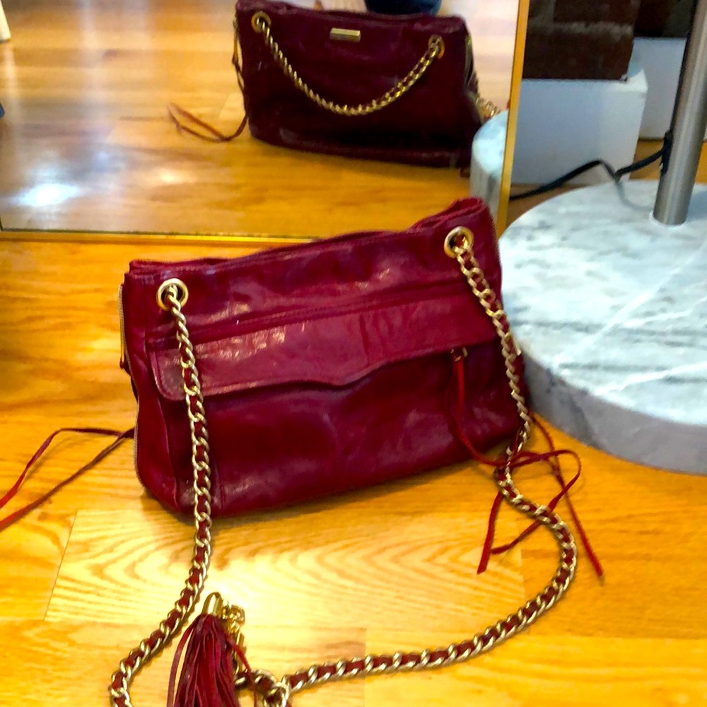 Rebecca Minkoff Swing Double Chain strap red burgundy